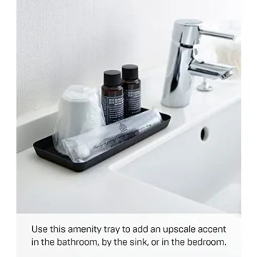 Yamazaki Home Space Saving Vanity Tray Steel - 4" x 8.5" Black