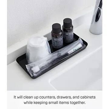Yamazaki Home Space Saving Vanity Tray Steel - 4" x 8.5" Black