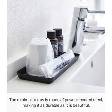 Yamazaki Home Space Saving Vanity Tray Steel - 4" x 8.5" Black