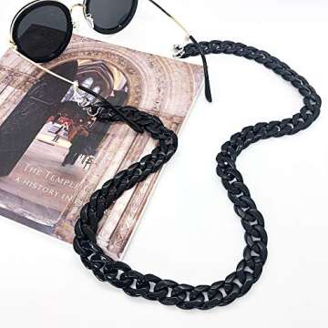 GREMAZZI 2pcs Eyeglass and Mask Chains for Women - Acrylic Sunglasses Strap Holder - Mask Lanyard Face Mask Chain - Eyewear Retainer Strap