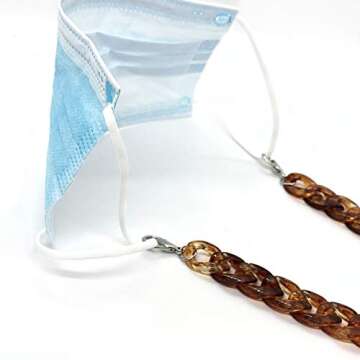 GREMAZZI 2pcs Eyeglass and Mask Chains for Women - Acrylic Sunglasses Strap Holder - Mask Lanyard Face Mask Chain - Eyewear Retainer Strap