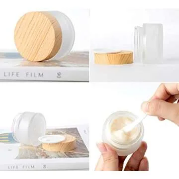 Healthcom 10 Pcs Frosted Glass Cream Jars for Cosmetics