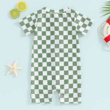 tetyseysh Baby Boy Checkerboard Swimsuit for Summer
