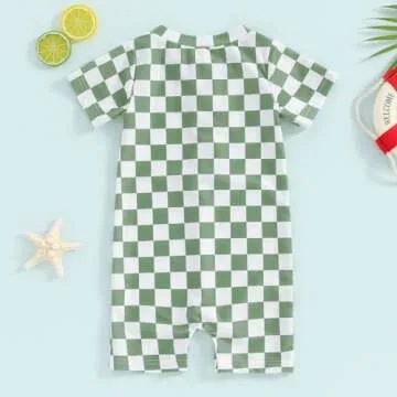 tetyseysh Baby Boy Checkerboard Swimsuit for Summer