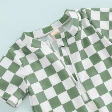 tetyseysh Baby Boy Checkerboard Swimsuit for Summer