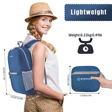 ZOMAKE Ultra Lightweight Hiking Backpack 20L, Packable Small Backpacks Water Resistant Daypack for W...