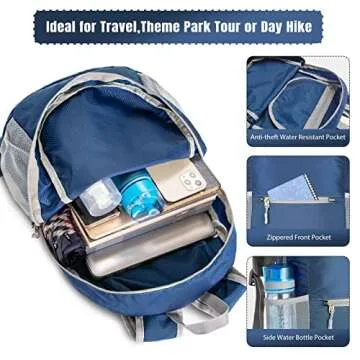 ZOMAKE Ultra Lightweight Hiking Backpack 20L, Packable Small Backpacks Water Resistant Daypack for Women Men(Navy Blue)