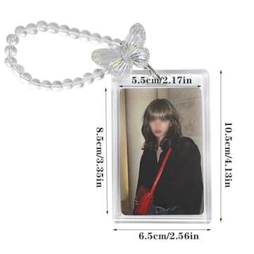 Acrylic Photocard Holder, 3 Inch Credit Id Bank Bus Student Card Pendant Keychain Badge Holder (A)