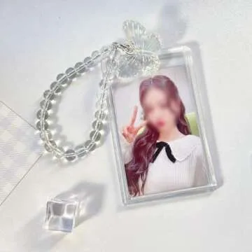 Acrylic Photocard Holder, 3 Inch Credit Id Bank Bus Student Card Pendant Keychain Badge Holder (A)