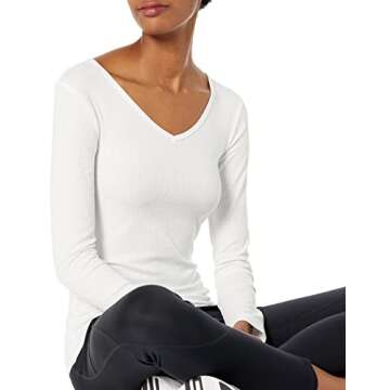 Amazon Essentials Women's Slim-Fit Layering Long Sleeve Knit Rib V-Neck (Available in Plus Size), Pack of 2, White, 4X