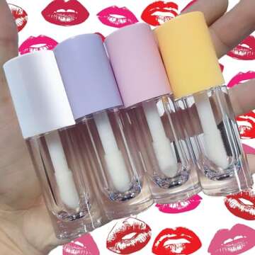 Qeuly 4Pcs Empty Lip Gloss Tubes for DIY Makeup