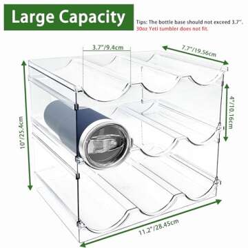 Spaclear 6 Pack Water Bottle Organizer, Stackable Kitchen Home Pantry Organization and Storage Shelf, Plastic Water Bottle Holder for Kitchen Cabinet Storage, Wine Tumbler Travel Mug Cup Organizer