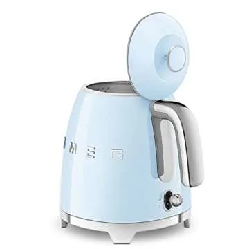 SMEG Mini 50's Retro Style 3 Cup Electric Kettle with Double Wall Anti Slip Base and Water Level Indicator (Pastel Blue)