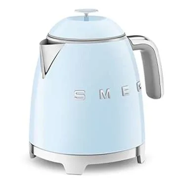 SMEG Mini 50's Retro Style 3 Cup Electric Kettle with Double Wall Anti Slip Base and Water Level Indicator (Pastel Blue)