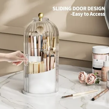 MSHOMELY Makeup Brush Holder - 360 Rotating Organizer