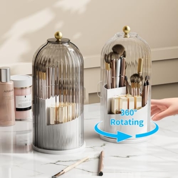 MSHOMELY Makeup Brush Holder - 360 Rotating Organizer