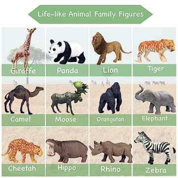 RUSON 12 Pcs Realistic Jungle Animal Figurines, Safari Animals Figures Toys Cake Topper Plastic Afri...