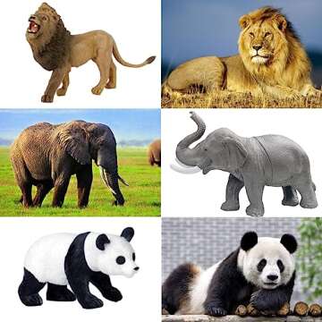 RUSON 12 Pcs Realistic Jungle Animal Figurines, Safari Animals Figures Toys Cake Topper Plastic African Wild Zoo Animals Playset Party Supplies for Kids Toddlers