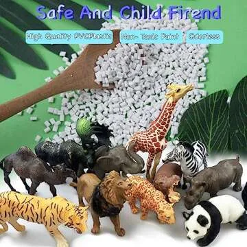 RUSON 12 Pcs Realistic Jungle Animal Figurines, Safari Animals Figures Toys Cake Topper Plastic African Wild Zoo Animals Playset Party Supplies for Kids Toddlers