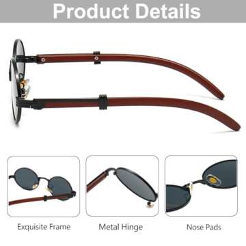 JOVAKIT Trendy Oval Sunglasses for Women Fashion Retro Vintage Small Oval Sun Glasses Classic Oval Metal Frame Shades (Gold/Grey)