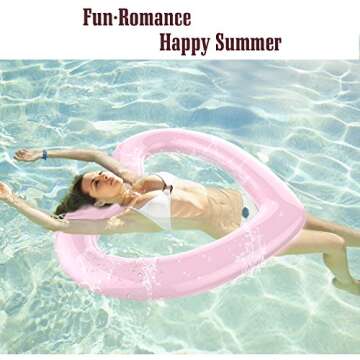 MoKo Inflatable Pool Floats for Adults, Clearance Bachelorette Party Decorations Heart Shaped Swim R...