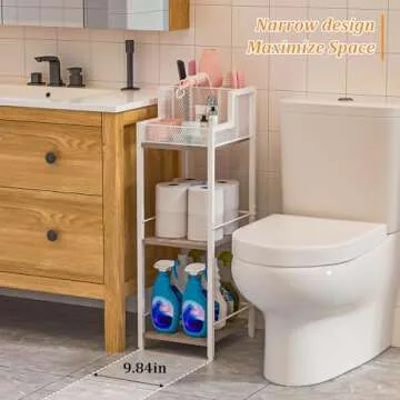 Yuyetuyo Hair Tool Organizer Bathroom Storage Shelf 3-Tier Hair Dryer Holder with 3 Grids - Makeup Organizer Slim Floor Stand, Cosmetic Shelf Flat/Curling Irons Hair Straighteners Holder -White