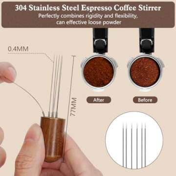 Y-Step 51mm Espresso Tamper Set, 30 lb Consistent Pressure Calibrated Coffee Tamper with Spring Loaded, Silicone Mat, Coffee Stirrer Espresso Distribution Tool, Wooden Barista Kit for Espresso Machine