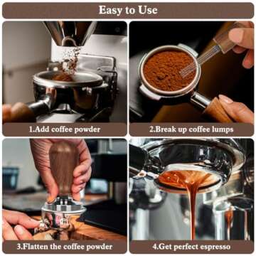 Y-Step 51mm Espresso Tamper Set, 30 lb Consistent Pressure Calibrated Coffee Tamper with Spring Loaded, Silicone Mat, Coffee Stirrer Espresso Distribution Tool, Wooden Barista Kit for Espresso Machine