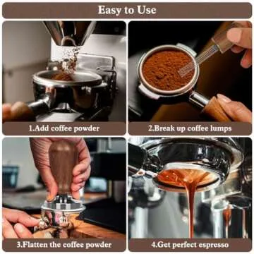 Y-Step 51mm Espresso Tamper Set, 30 lb Consistent Pressure Calibrated Coffee Tamper with Spring Loaded, Silicone Mat, Coffee Stirrer Espresso Distribution Tool, Wooden Barista Kit for Espresso Machine