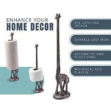 Paper Towel Holder or Free Standing Toilet Paper Holder- Cast Iron Giraffe Paper Holder - Bathroom T...