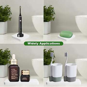 4 Pc Water Absorbent Diatomite Coasters, Water Absorbing Stone Tray for Sink, Diatomaceous Earth Coaster, Drying Stone for Kitchen Counter, Hand Soaps, Cups, Drinks Bottles, Plants (White)