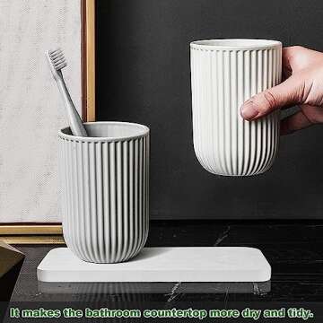 4 Pc Water Absorbent Diatomite Coasters, Water Absorbing Stone Tray for Sink, Diatomaceous Earth Coaster, Drying Stone for Kitchen Counter, Hand Soaps, Cups, Drinks Bottles, Plants (White)