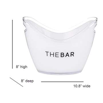 Santa Barbara Design Studio SIPS Ice Bucket Acrylic Double-Handle Black and White Champagne Bucket, 10.8" Wide, The Bar