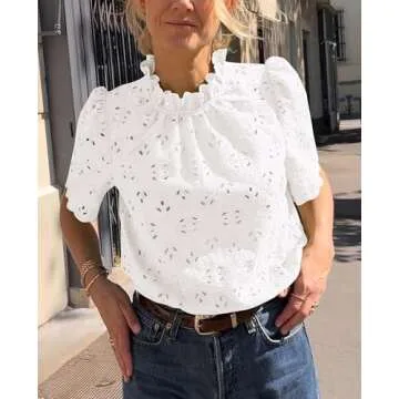 Trendy White Eyelet Blouse for Women Summer 2025