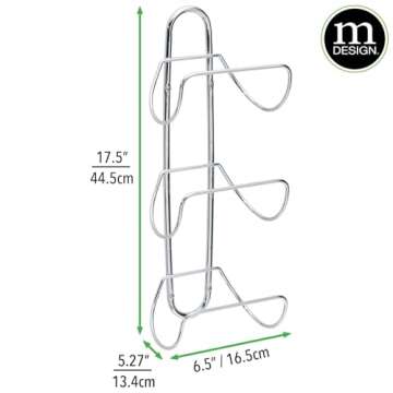 mDesign Modern Decorative Metal 3-Level Wall Mount Towel Rack Holder and Organizer for Storage of Bathroom Towels, Washcloths, Hand Towels - Chrome