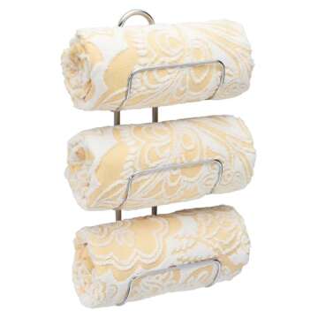 mDesign Modern Decorative Metal 3-Level Wall Mount Towel Rack Holder and Organizer for Storage of Bathroom Towels, Washcloths, Hand Towels - Chrome