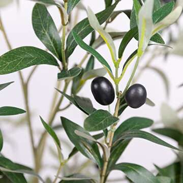 Hobyhoon Artificial Olive Tree, 6FT Tall Faux Silk Plant Artificial Tree in Potted Oliver Branch Lea...