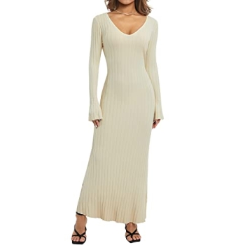 Women Ribbed Knit Long Sleeve Maxi Dress for All Occasions