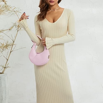 Women Ribbed Knit Long Sleeve Maxi Dress for All Occasions