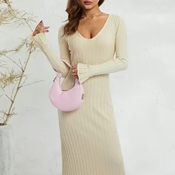 Women Ribbed Knit Long Sleeve Maxi Dress for All Occasions