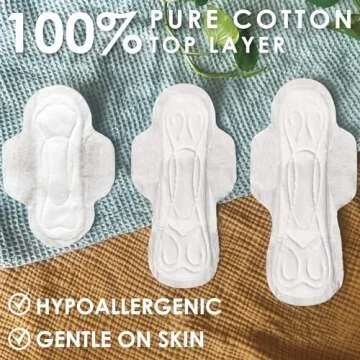 L. Ultra Thin Pads for Women, Super Absorbency, 100% Pure Cotton Top Layer, Unscented Pads with Wings, 56 Count Total