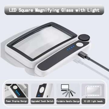Rechargeable Magnifying Glass with Light for Reading
