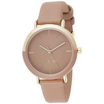 Elegant Nine West Women's Gold-Tone Tan Strap Watch