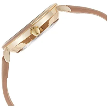 Elegant Nine West Women's Gold-Tone Tan Strap Watch