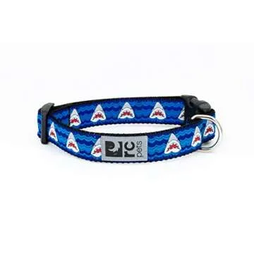 RC Pets 1 Inch Adjustable Dog Clip Collar - Shark Attack Design, Medium Size