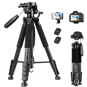 Heavy Duty VICTIV 74” Camera Tripod for DSLR & Phone