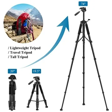 Heavy Duty VICTIV 74” Camera Tripod for DSLR & Phone