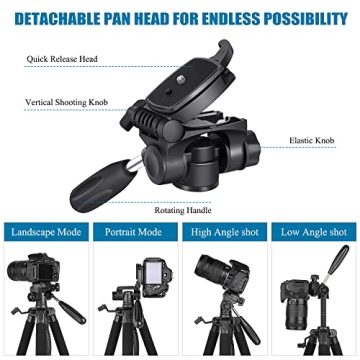Heavy Duty VICTIV 74” Camera Tripod for DSLR & Phone