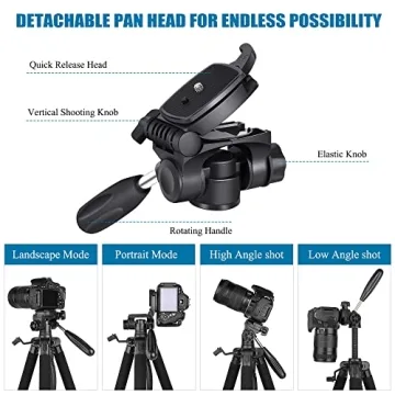 Heavy Duty VICTIV 74” Camera Tripod for DSLR & Phone
