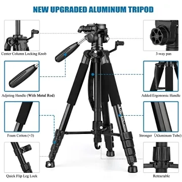 Heavy Duty VICTIV 74” Camera Tripod for DSLR & Phone